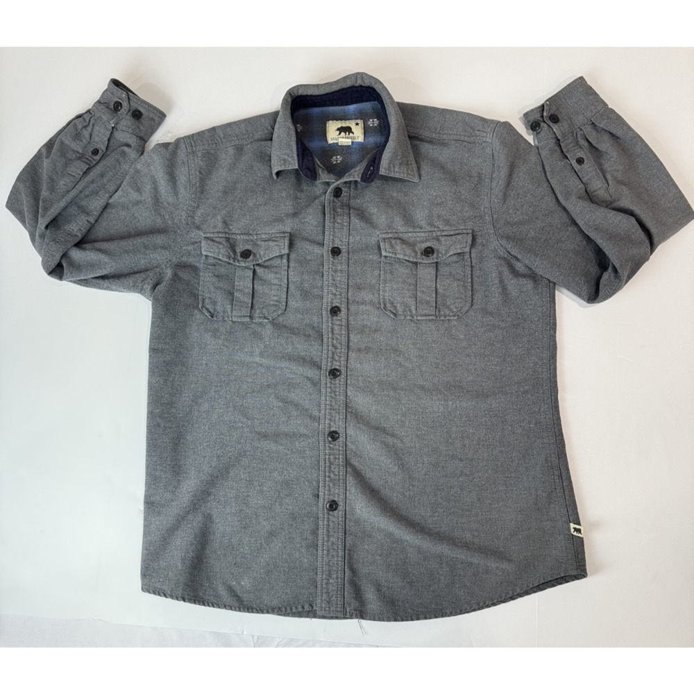 Dakota Grizzly Heavyweight Cotton Flannel Shirt Gray Men's XL Button Flaws